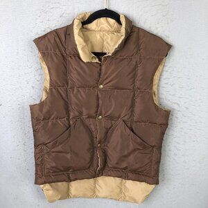 Vintage Comfy Vest Mens Medium Brown Down Quilted Puffer Reversible Made USA